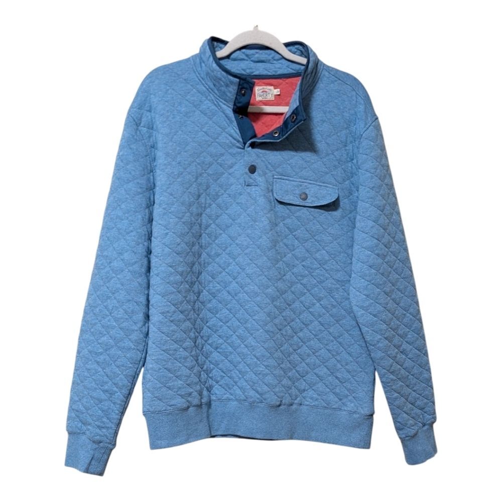 Faherty Epic Quilted Fleece Pullover in light blue mid weight men's size Large